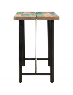 Tavolino da Bar 150x70x107cm Legno Massello di Recupero e Ferro 2