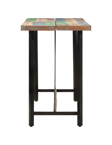 Tavolino da Bar 150x70x107cm Legno Massello di Recupero e Ferro