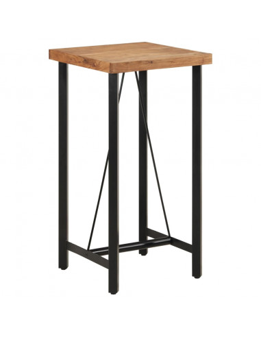 Tavolino da Bar 55x55x107cm in Legno Massello di Acacia e Ferro