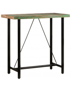 Tavolino da Bar 110x55x107cm Legno Massello di Recupero e Ferro 2