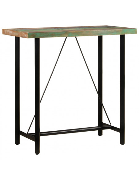 Tavolino da Bar 110x55x107cm Legno Massello di Recupero e Ferro