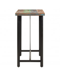 Tavolino da Bar 110x55x107cm Legno Massello di Recupero e Ferro 2