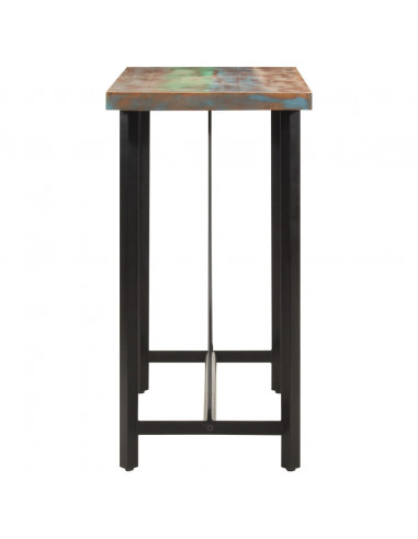 Tavolino da Bar 110x55x107cm Legno Massello di Recupero e Ferro