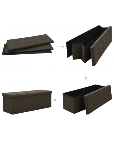 Cassapanca Pieghevole Marrone Scuro in Simil Lino