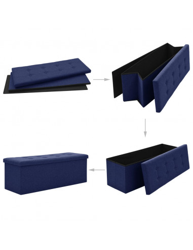 Cassapanca Pieghevole Blu in Simil Lino