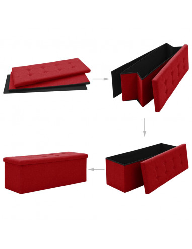 Cassapanca Pieghevole Rosso Vino in Simil Lino