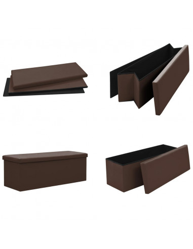 Panca Portaoggetti Pieghevole Marrone in PVC