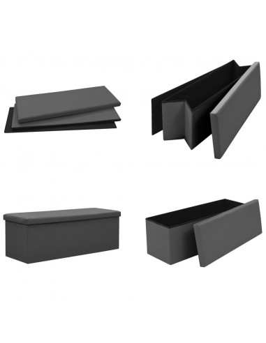 Panca Portaoggetti Pieghevole Grigia in PVC