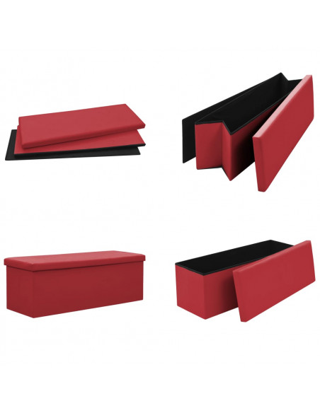 Panca Portaoggetti Pieghevole Rosso Vino in PVC