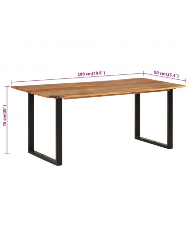 Tavolo da Pranzo 180x90x76 cm in Legno Massello di Acacia