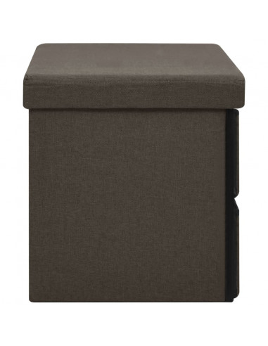 Cassapanca Pieghevole Marrone Scuro 76x38x38 cm in Simil Lino
