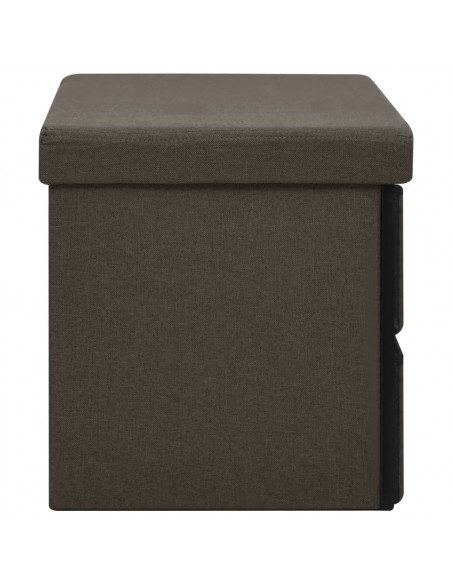 Cassapanca Pieghevole Marrone Scuro 76x38x38 cm in Simil Lino