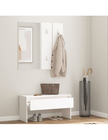 Set di Mobili da Corridoio Bianco in Legno Multistrato