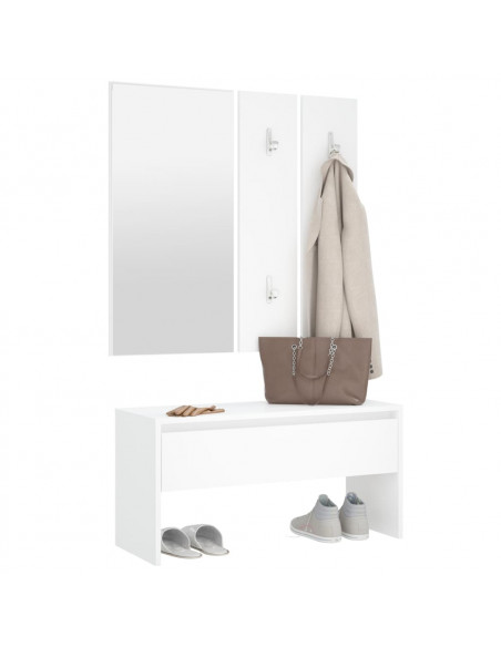 Set di Mobili da Corridoio Bianco in Legno Multistrato