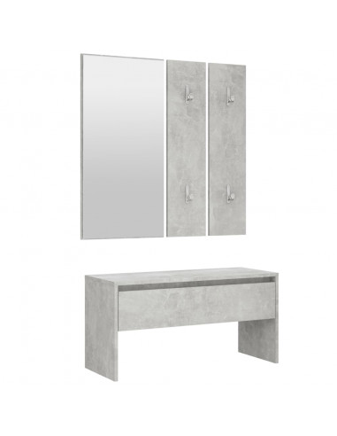Set di Mobili da Corridoio Grigio Cemento in Legno Multistrato