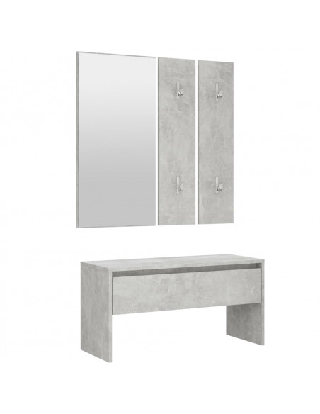 Set di Mobili da Corridoio Grigio Cemento in Legno Multistrato