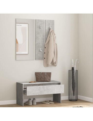 Set di Mobili da Corridoio Grigio Cemento in Legno Multistrato