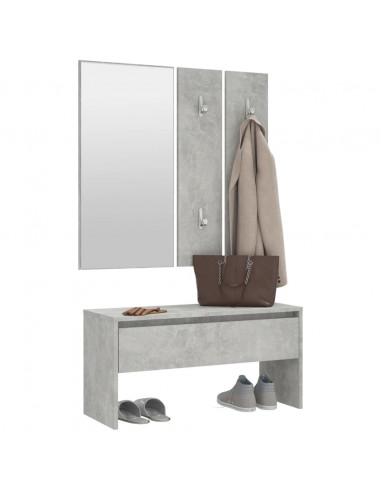 Set di Mobili da Corridoio Grigio Cemento in Legno Multistrato