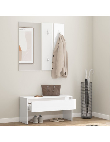 Set di Mobili da Corridoio Bianco Lucido in Legno Multistrato