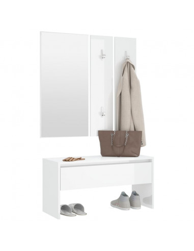 Set di Mobili da Corridoio Bianco Lucido in Legno Multistrato