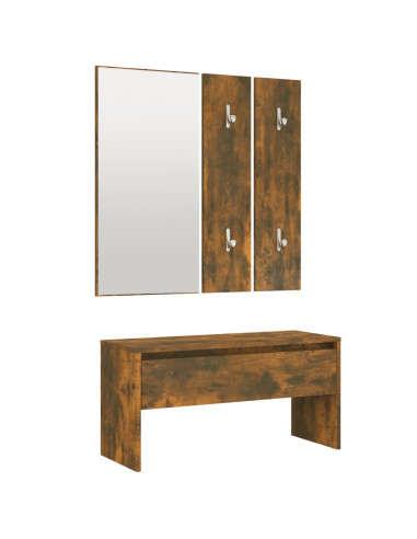 Set di Mobili da Corridoio Rovere Fumo in Legno Multistrato