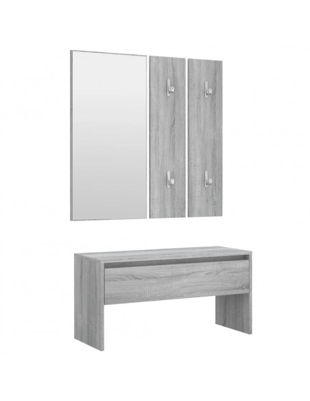 Set di Mobili da Corridoio Grigio Sonoma in Legno Multistrato
