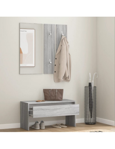 Set di Mobili da Corridoio Grigio Sonoma in Legno Multistrato