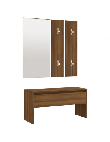 Set di Mobili da Corridoio Rovere Marrone in Legno Multistrato