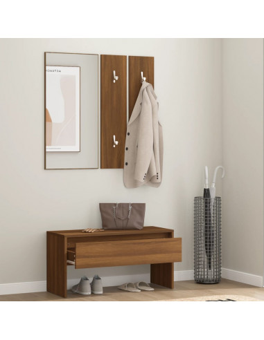 Set di Mobili da Corridoio Rovere Marrone in Legno Multistrato