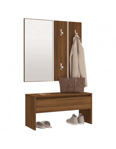 Set di Mobili da Corridoio Rovere Marrone in Legno Multistrato