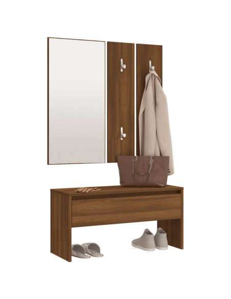 Set di Mobili da Corridoio Rovere Marrone in Legno Multistrato