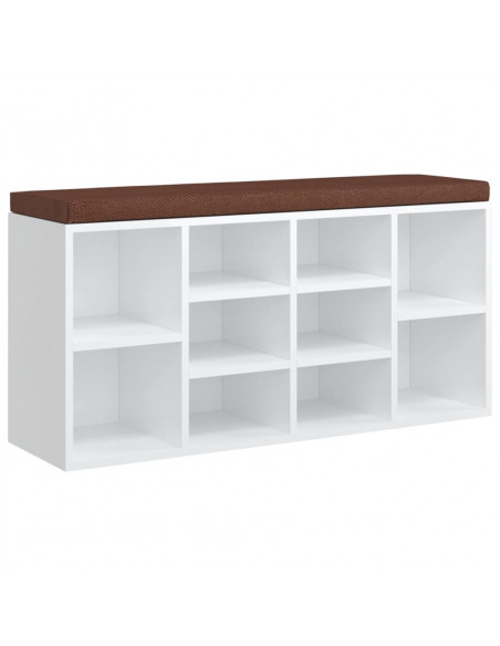 Panca Porta Scarpe Bianco Lucido 103x30x48 cm Legno Multistrato