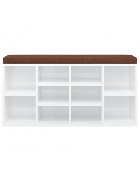 Panca Porta Scarpe Bianco Lucido 103x30x48 cm Legno Multistrato