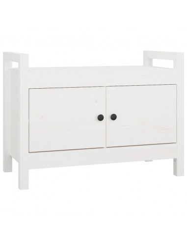 Panca da Ingresso Bianca 80x40x60 cm in Legno Massello di Pino
