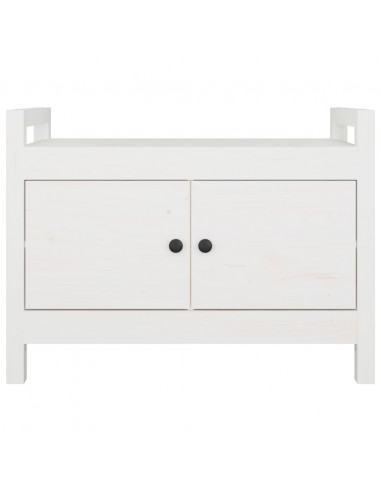 Panca da Ingresso Bianca 80x40x60 cm in Legno Massello di Pino