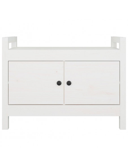 Panca da Ingresso Bianca 80x40x60 cm in Legno Massello di Pino