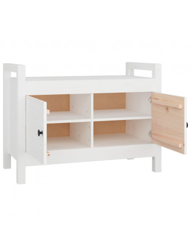 Panca da Ingresso Bianca 80x40x60 cm in Legno Massello di Pino