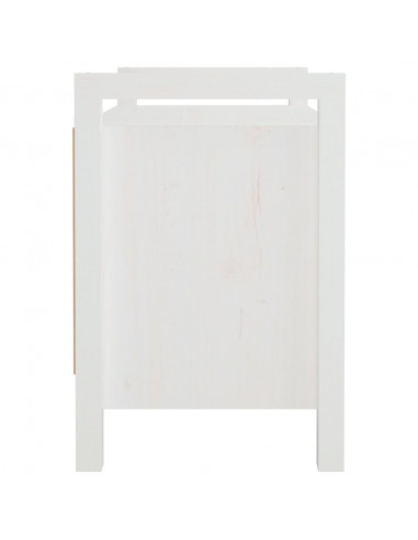 Panca da Ingresso Bianca 80x40x60 cm in Legno Massello di Pino