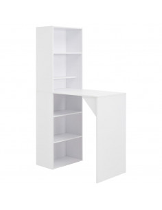 Tavolo da Bar con Mobiletto Bianco 115x59x200 cm 2