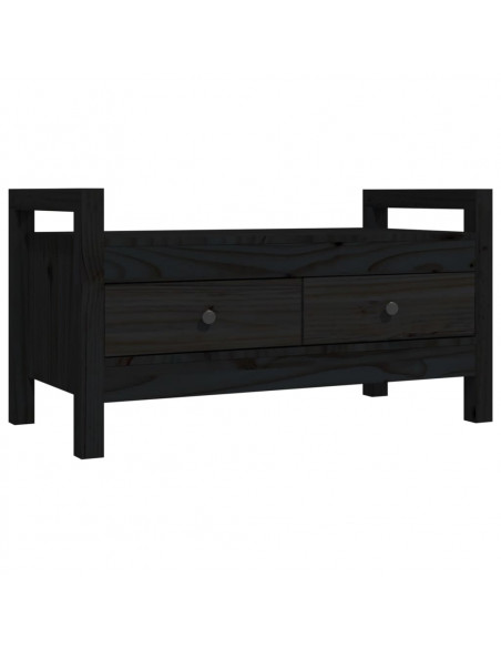 Panca da Ingresso Nero 80x40x43 cm in Legno Massello di Pino