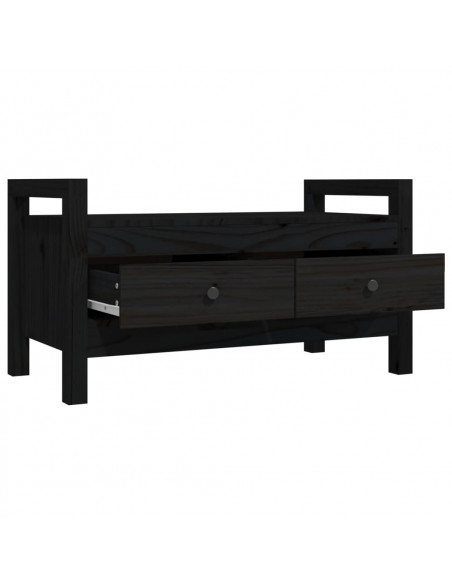 Panca da Ingresso Nero 80x40x43 cm in Legno Massello di Pino