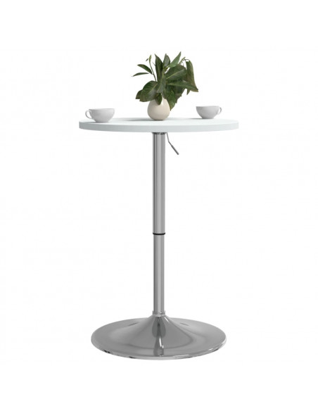 Tavolo Bar Bianco 50x50x90 cm Legno Multistrato Acciaio Cromato