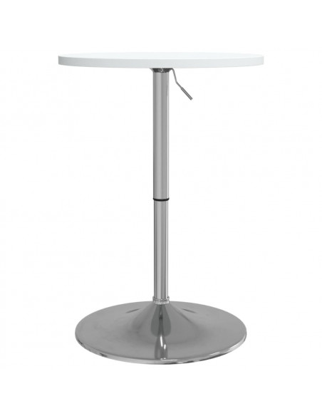 Tavolo Bar Bianco 50x50x90 cm Legno Multistrato Acciaio Cromato