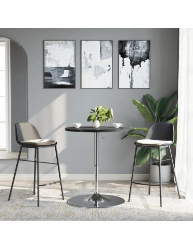 Tavolino Bar Nero 60x60x90 cm Legno Multistrato Acciaio Cromato