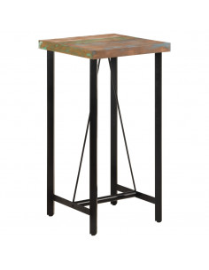 Tavolino da Bar 55x55x107 cm Legno Massello di Recupero e Ferro 2