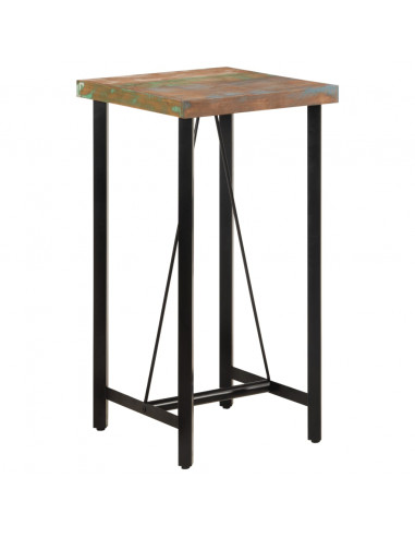 Tavolino da Bar 55x55x107 cm Legno Massello di Recupero e Ferro