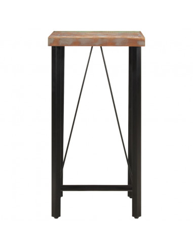 Tavolino da Bar 55x55x107 cm Legno Massello di Recupero e Ferro