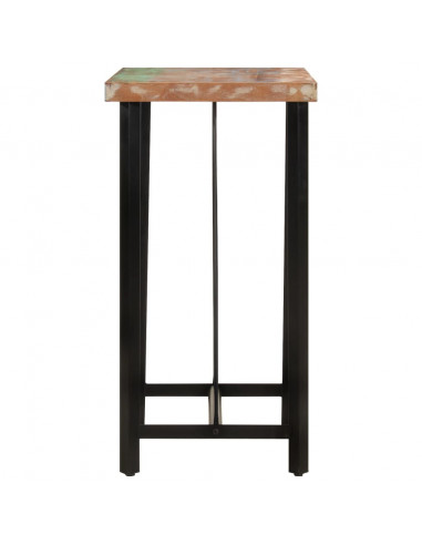 Tavolino da Bar 55x55x107 cm Legno Massello di Recupero e Ferro