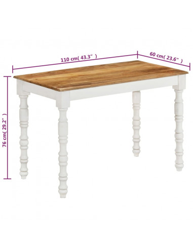 Tavolo da Pranzo 110x60x75 cm in Legno Massello di Mango