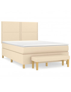 Giroletto a Molle con Materasso Crema 140x19 cm in Tessuto 2